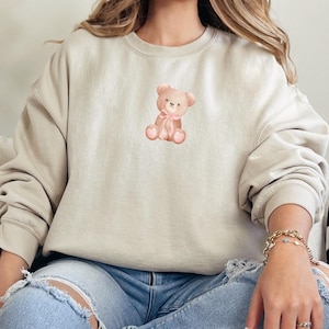 Cute Teddy Sweatshirt, Bear y2k shirt, cute gift for her, trendy cute sweatshirt, teddy bear cute crewneck pullover,gen z teddy sweater gift