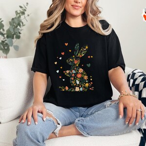 Comfort Colors Floral Easter Bunny Shirt