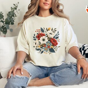Comfort Colors Vintage Floral T-Shirt: Boho Cottagecore Wildflowers