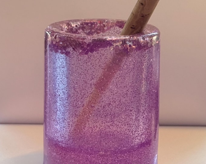 Purple Flower Power Shot Glass / Reed Soaker Jar