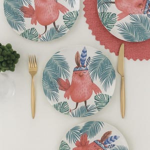 French Cottage Ceramic Plate Set – 6 Handmade 21cm Plates – Rustic Farmhouse Tableware – Country Style Dining – Vintage Floral Kitchen Decor