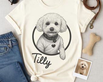 Custom Pet Portrait Shirt, Personalized Dog or Cat Drawing Tee, Custom Pet Gift, Comfort Colors Shirt, Memorial Pet Shirt, Pet Lover Gift