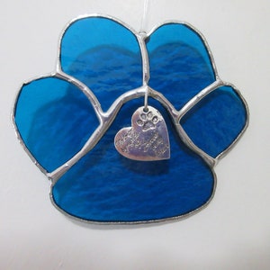 Remembrance Paw Silver Forever Heart Sun Catcher, Rainbow Bridge, puppy paw, remembrance, pet, animal, pet loss, pet loss gift image 4