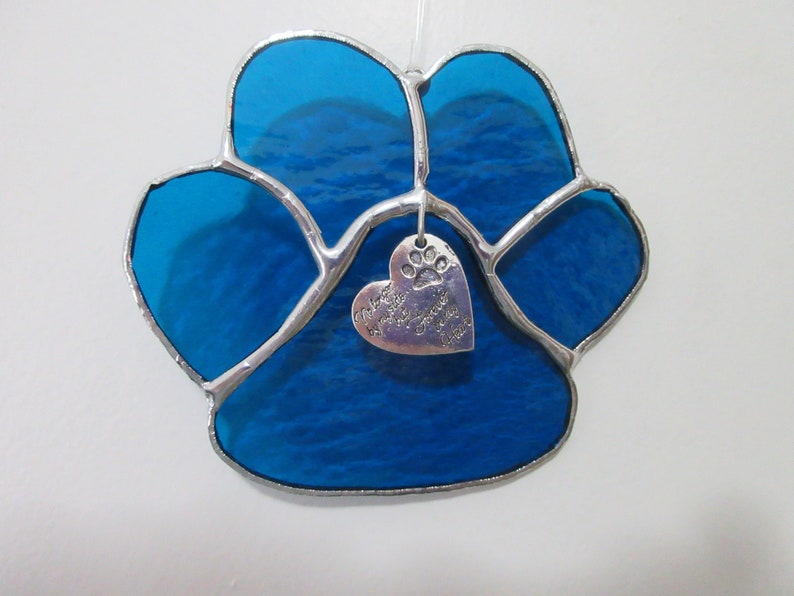 Remembrance Paw Silver Forever Heart Sun Catcher, Rainbow Bridge, puppy paw, remembrance, pet, animal, pet loss, pet loss gift image 4