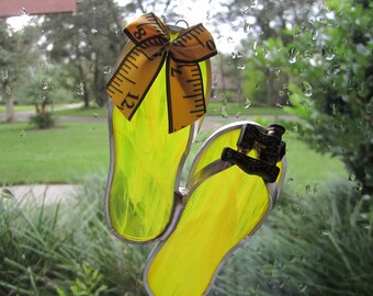 Yellow Sewing Room Flipflop Suncatcher