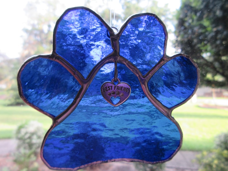 Best Friend Paw Sun Catcher, Rainbow Bridge, puppy paw, friend, pet, animal, pet loss, gift, image 1