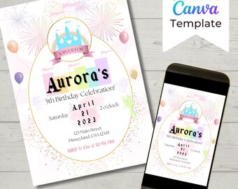 Editable Princess Castle Invitation Template, Princess Birthday Party, Castle Birthday Invites, Magical Birthday Celebration, Birthdayland
