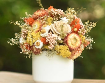 Sweet September Flowers, Mini Floral Pot, Housewarming Gift, Dried