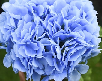 Blue Silk Hydrangea Bush: Faux Wedding Flowers, Home Decor
