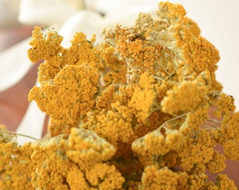 Dried Yarrow Bunch, dried yarrow, golden flowers, gold flowers, yellow dried flowers, yellow wedding flowers