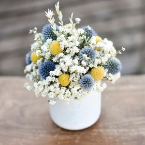 Billy balls and echinops floral pot, Mother's Day flowers, small floral arrangement, spring dried flowers, small centerpiece image 6