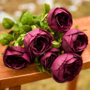 Burgundy Silk Cabbage Rose: Permanent Floral Arrangement
