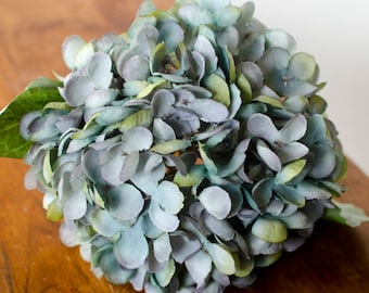 Blue silk hydrangea, blue hydrangea, light blue hydrangeas, silk hydrangeas, artificial hydrangeas, faux hydrangeas