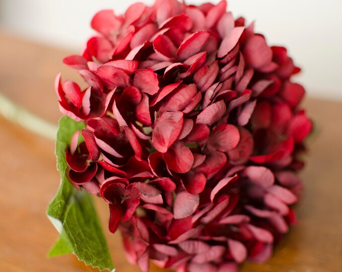 Red Silk Hydrangea, Red Hydrangea, Valentines Day Flowers, Silk