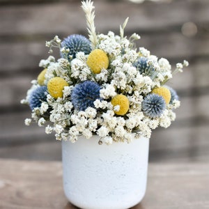 Billy balls and echinops floral pot, Mother's Day flowers, small floral arrangement, spring dried flowers, small centerpiece image 5