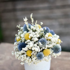 Billy balls and echinops floral pot, Mother's Day flowers, small floral arrangement, spring dried flowers, small centerpiece image 8