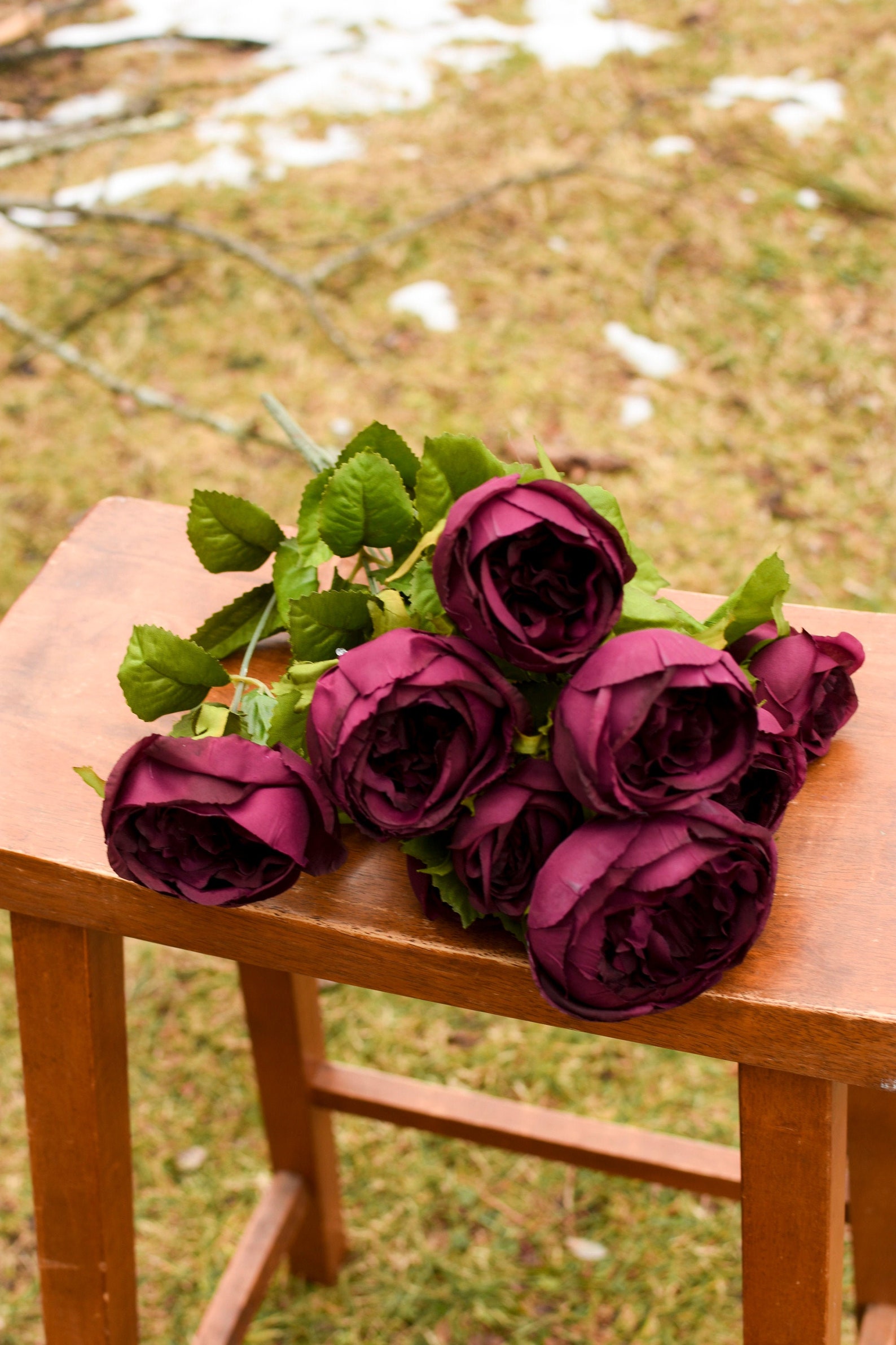 Silk Cabbage Rose Permanent Roses Burgundy Silk Flowers Etsy