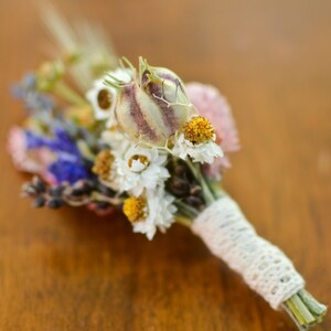 Spring wildflower boutonniere, spring boutonniere, lavender boutonniere, spring wedding, summer wedding, summer bouutonniere, wildflowers image 1