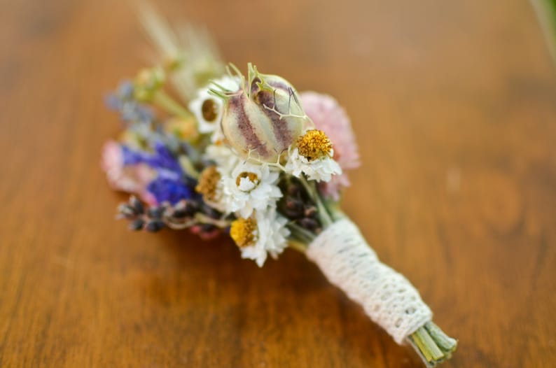 Spring wildflower boutonniere, spring boutonniere, lavender boutonniere, spring wedding, summer wedding, summer bouutonniere, wildflowers image 1