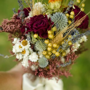 Dried echinops, natural thistle flower, dried globe thistle, dusty blue flowers, light blue flowers for bouquet, for vase, for wedding image 7