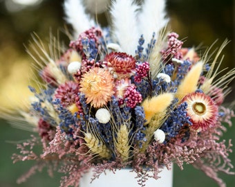 Lavender sunset floral pot, Mother's Day gift, dried flower bouquet, spring dried flowers, small arrangement, small centerpiece