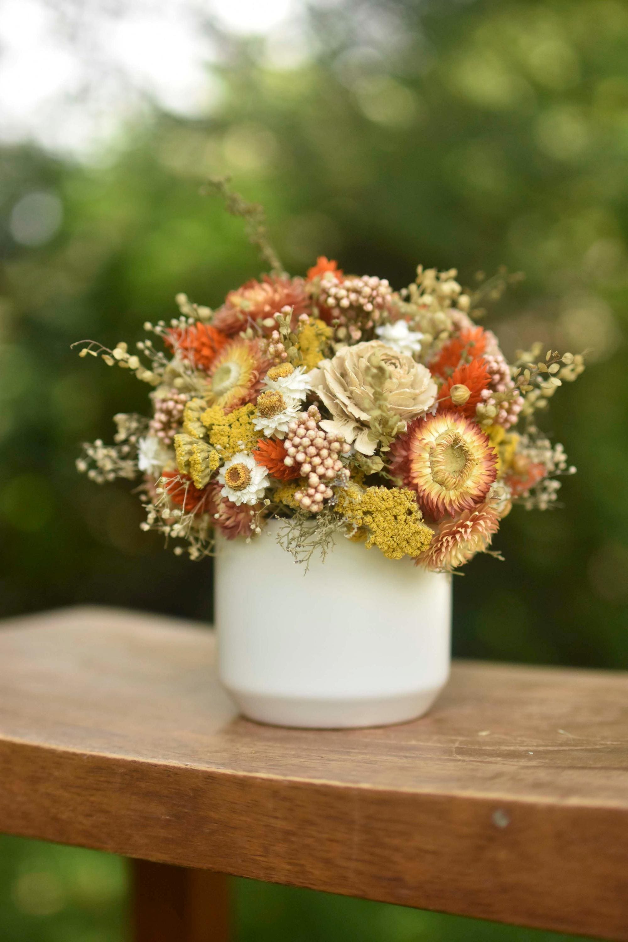 Sweet September Flowers, Mini Floral Pot, Housewarming Gift, Dried