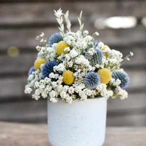 Billy balls and echinops floral pot, Mother's Day flowers, small floral arrangement, spring dried flowers, small centerpiece image 4