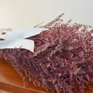 Bunch of preserved white-tipped burgundy misty, burgundy caspia, burgundy wedding, dark pink filler for bouquets and arrangements