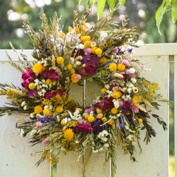 Overgrown Garden Wreath, custom fall wreath, dried wreath, grains wreath, fall leaved wreath, autumn wreath, dried flower wreath