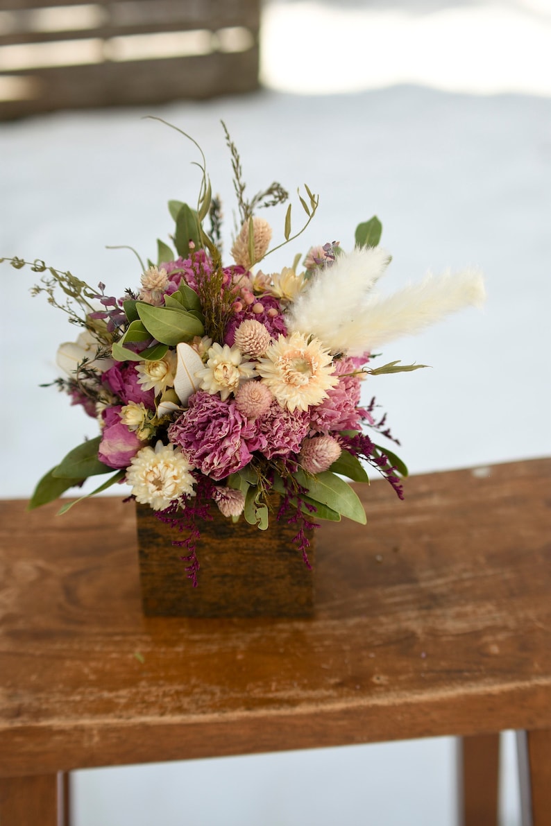 Small dried flower centerpiece, spring dried flower arrangement, spring dried flowers, small arrangement, small centerpiece image 2