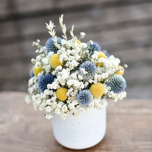 Billy balls and echinops floral pot, Mother's Day flowers, small floral arrangement, spring dried flowers, small centerpiece image 9