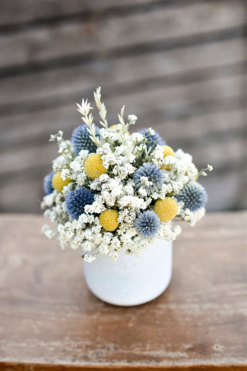 Billy balls and echinops floral pot, Mother's Day flowers, small floral arrangement, spring dried flowers, small centerpiece image 6