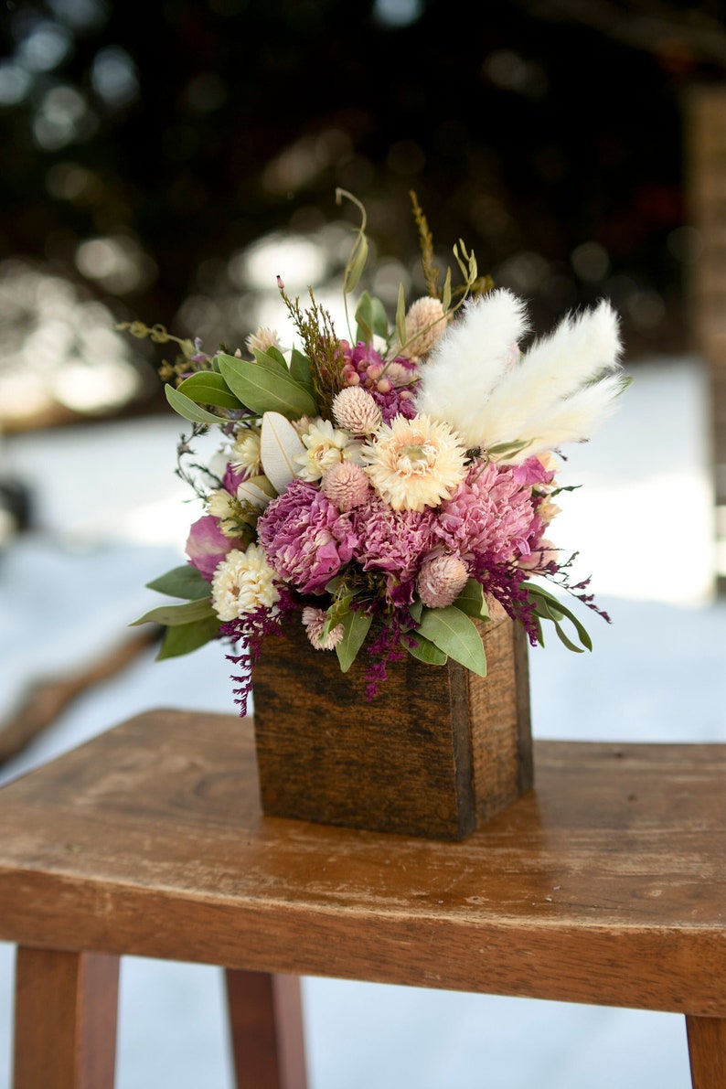 Small dried flower centerpiece, spring dried flower arrangement, spring dried flowers, small arrangement, small centerpiece image 1