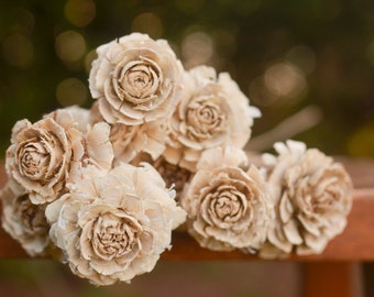 Bleached cedar rose on long stems, ivory cedar rose, long stemmed flower for vase