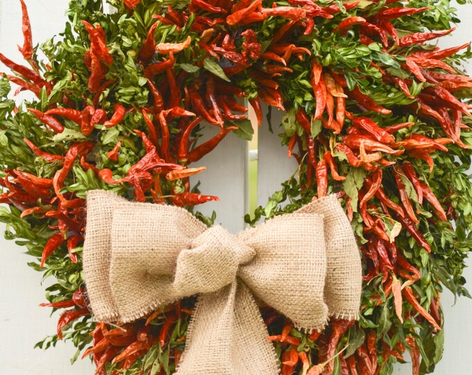 Chili Pepper Wreath kitchen wreath holiday wreath fall Etsy