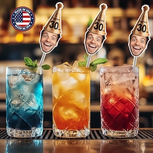 Drink Stirrers Face personalized Birthday, photo drink stirrers, custom party decoration, Custom Face Drink Stirrers, bachelor, Decorations