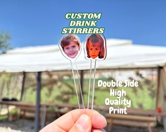 Bride and Groom Baby Photo Drink Stirrers – Custom Wedding Stir Sticks for Cocktail Hour, Reception, or Bridal Shower Bar Decor