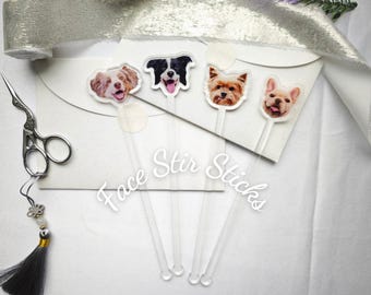 Custom Face Drink Stirrers, Custom Wedding, Personalized Wedding Stir Sticks,Wedding Pet Stir Sticks,Wedding Swizzle,Wedding Drink Stirrers