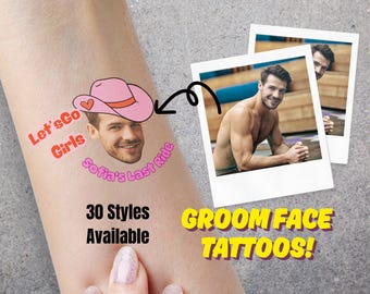Bachelorette Party Tattoos, Custom Temporary Tattoos, Groom Face Tattoo, Funny Party Favors, Personalized Party Favor,Face Tattoo,Bach Party