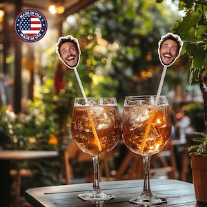 21e, 30e, 40e, 50e verjaardag fotoroerstaafjes, aangepaste feestdecoratie, fotodrankroerstaafjes, roerstaafjes gezicht gepersonaliseerde verjaardag