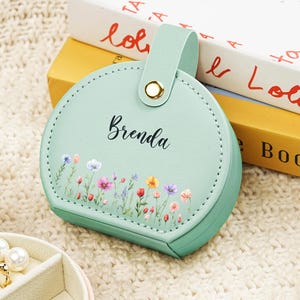 Personalized Jewelry Box with Birth Flower Jewelry Case Bridesmaid Gifts Travel Jewelry Box with Name Birthday Gift for Women