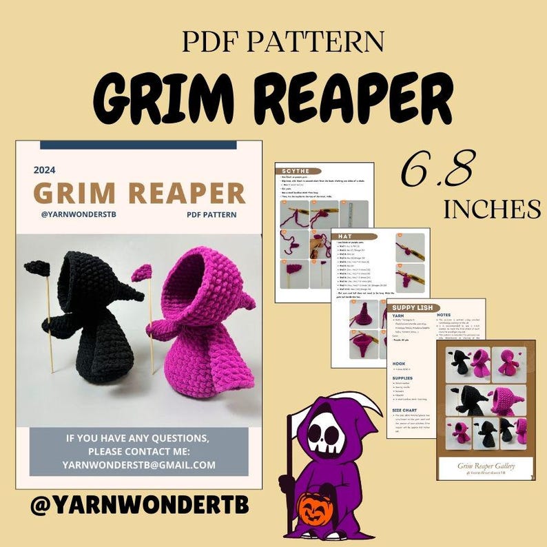 DIY death amigurumi – crochet pattern for handmade gifts