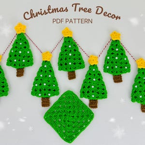 Christmas Tree Garland Crochet Pattern: Granny Square Holiday Decor (PDF Pattern)