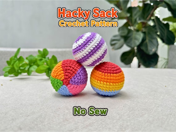 Crochet Hacky Sack Pattern Bundle 3 in 1: Rainbow Amigurumi PDF, Colorful Beginner Designs