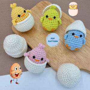 Patron au crochet de mini poussin dans un oeuf : décoration de Pâques Amigurumi (Patron PDF)
