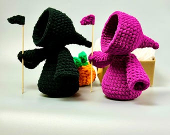 Crochet Grim Reaper Plush - Handmade Gothic Amigurumi Doll