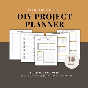 DIY Projekt-Planer-Bundle | A4 PDF Printable Home Projekt Organizer | Planer, Budget, Timeline, Materialien, Werkzeuge, Wartung und mehr!