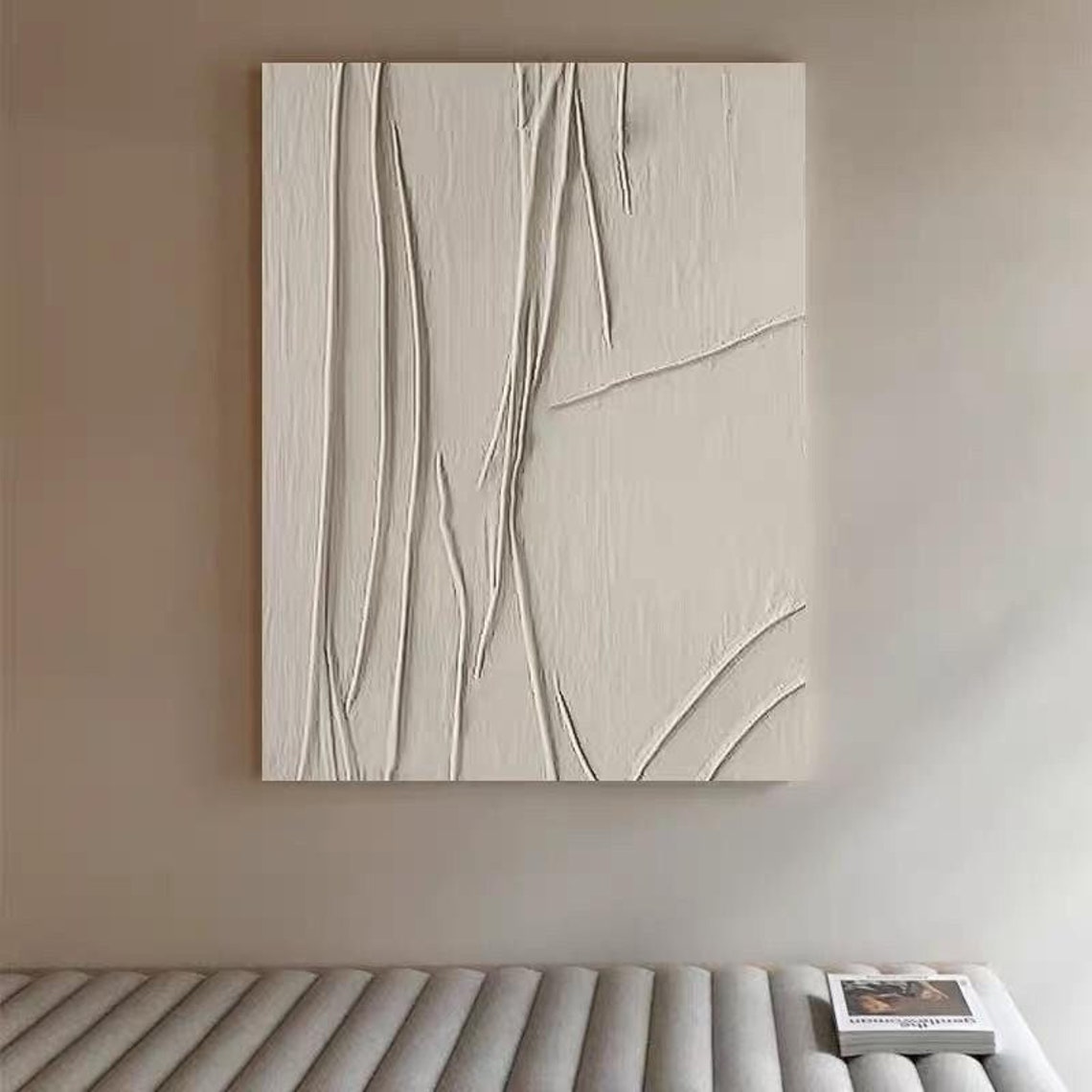 Slyart 3D White Textured Wall Art – 24x36 Inch Handmade Abstract Painting, Framed Minimalist Home Decor