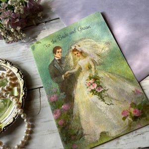 Vintage Wedding Card- Unused with Envelope, Ephemera, Greeting Card, Retro Wedding