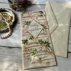 Vintage Wedding Card- Unused with Envelope, Ephemera, Greeting Card, Retro Wedding